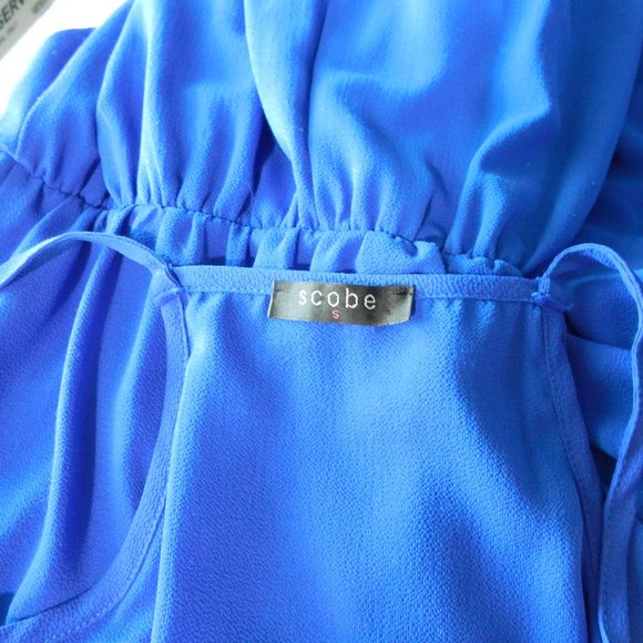Scobe cobalt blue surplice wrap bodice long maxi dress - Picture 7 of 7